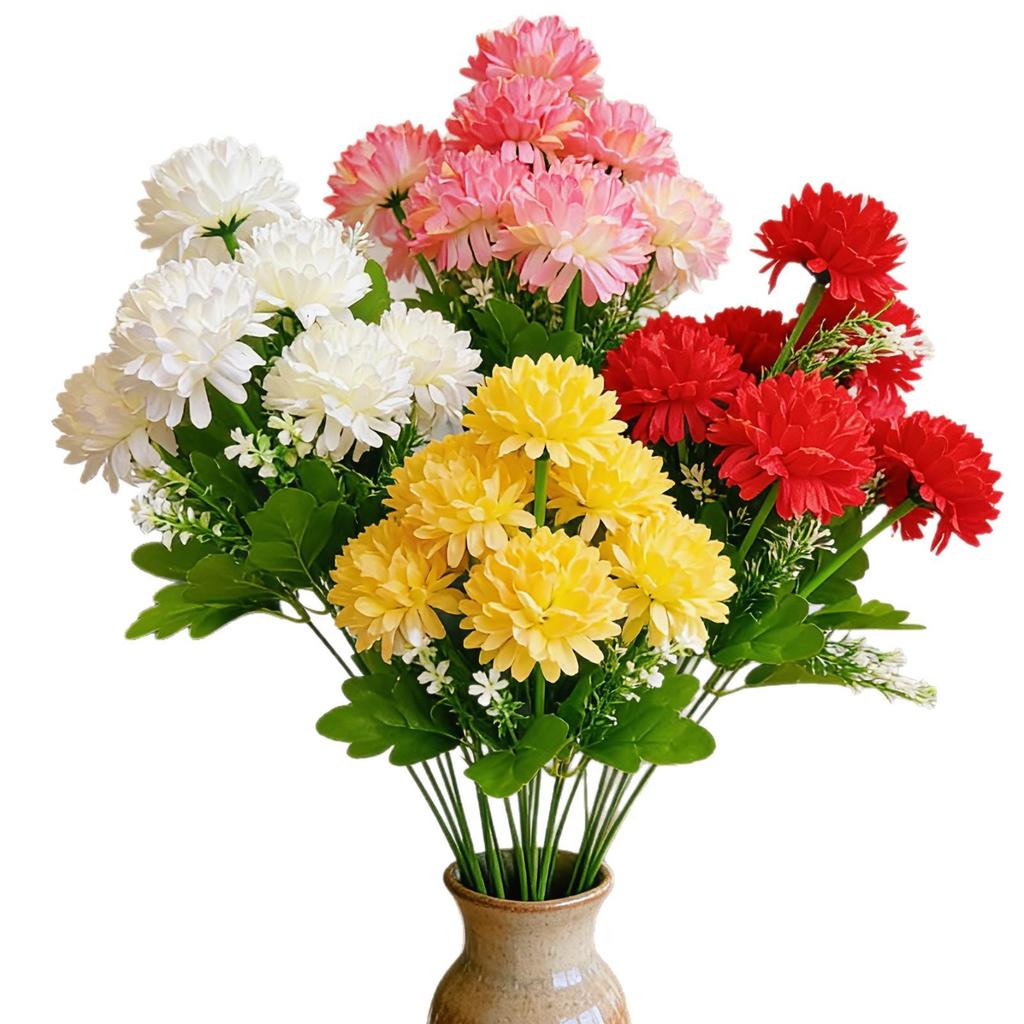 10-Head Chrysanthemum Bouquet: Qingming Festival Memorial, Wedding & Home Decoration, Artificial Flowers