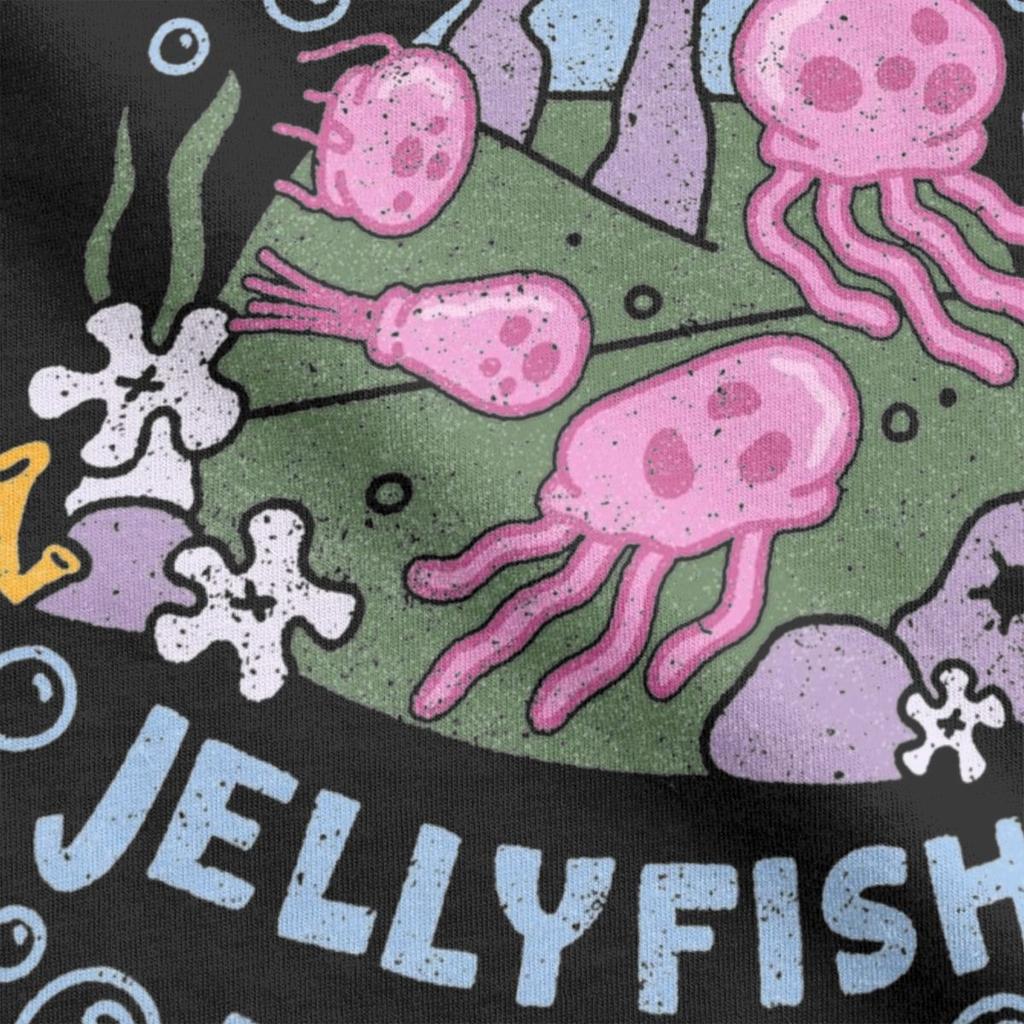 SpongeBobed Save Jellyfish Fields Bikini Bottom T-Shirts for Men Pure Cotton Tee Shirt Short Sleeve T Shirts Summer Clothes