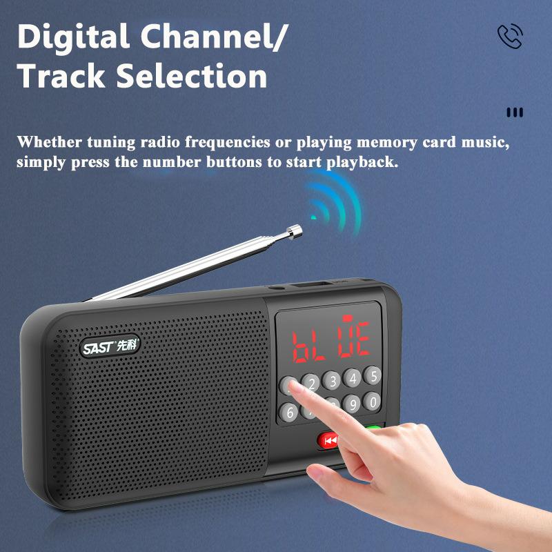 Mini FM Radio LED Display Digital Radios Receiver Wireless Bluetooth Speaker with Flashlight TF Card USB 3.5MM Headphones Play