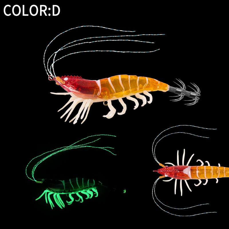 Shrimp 105Mm 12G Squid Jig Luminous Horizontal Slow Sinking Lure Webfoot Wood Shrimp Octopus Bait Squid Cuttlefish Fishing