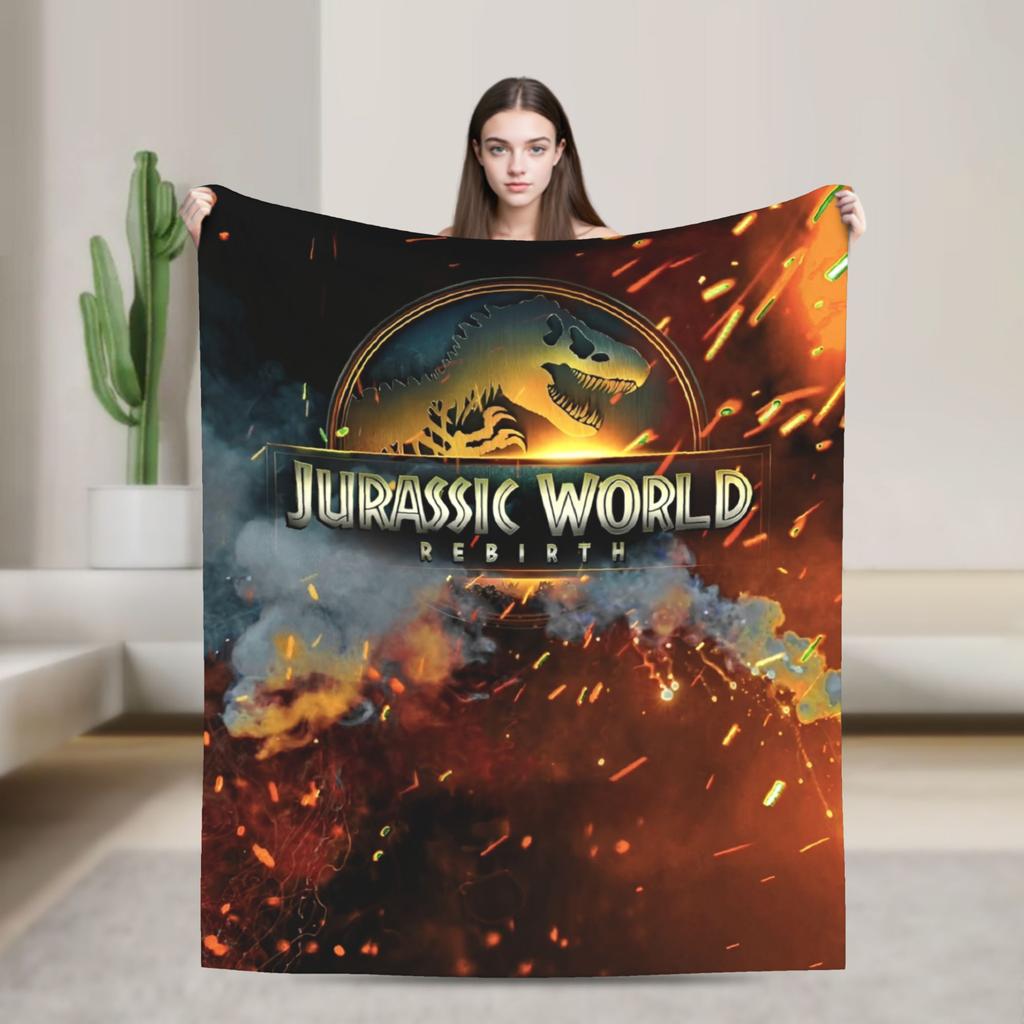Jurassic Rebirth Spinosaurus Attack Världsplädar Dinosaurie Fleece Rolig Varm Pläd för Sängöverkast Höst/Vinter Utomhus