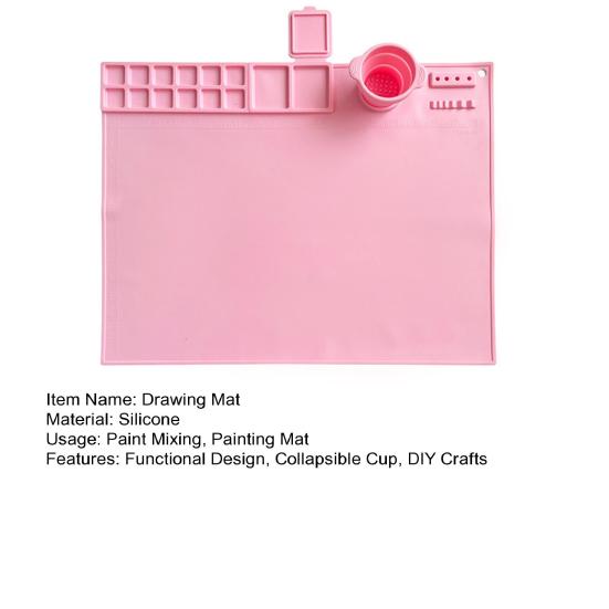 Silicone Painting Mat with Collapsible Cup Craft Mat Painting Sculpting Resin Projects Heat Resistant Painting Mat Artist Gift