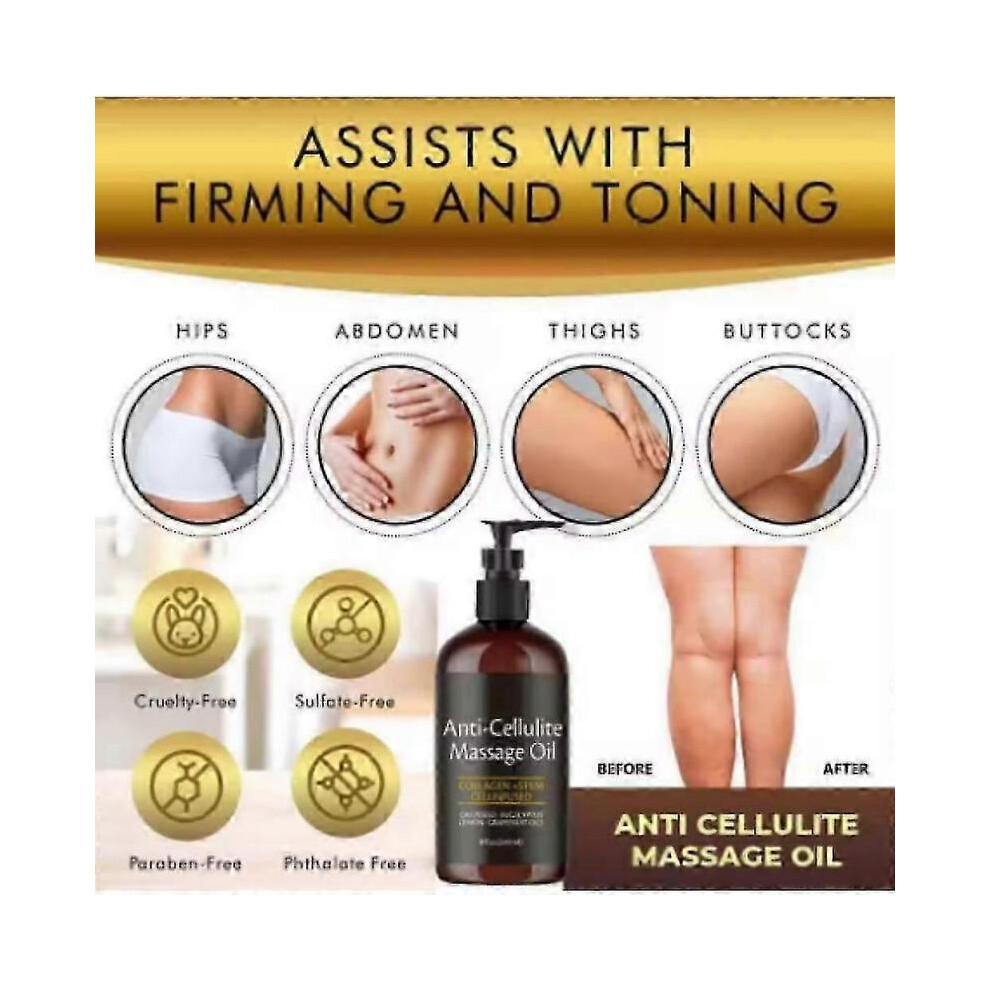 (2PCS) 240ml Anti Cellulite Massage Oil Infused with Collagen and Stem Cell Skin Tightening Cellulite Moisturizing Body Essential Oil