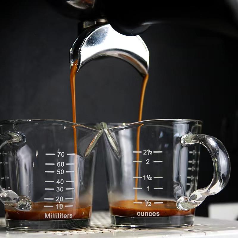 Glass ESPRESSO Measuring Cup 70ml Heat Resistant Cup Kitchen Espresso Jig Double Ounce Cup