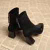 Fashion Women Ankle Boots Suede High Heels Fashion Shoes Chunky Motorcycle Boots Trend Winter New Pumps Botas Short Boot35-40