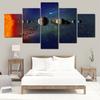5 Panel Space Space Moon Poster Silk Cloth Earth Canvas Painting Wall Art Planet Satellite Solar System Living Room Decoration