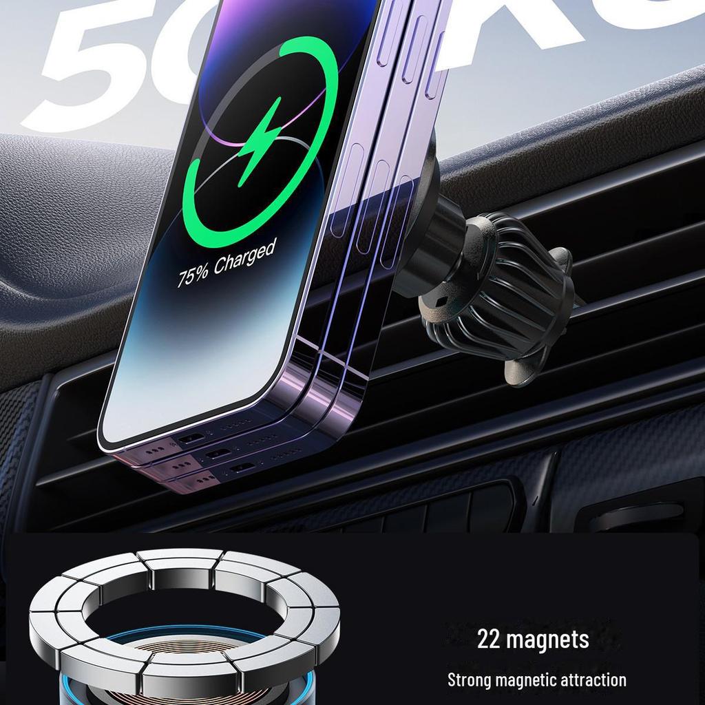 Jiletang 15W Carregador Magnético Sem Fio para Carro e Suporte para Telefone