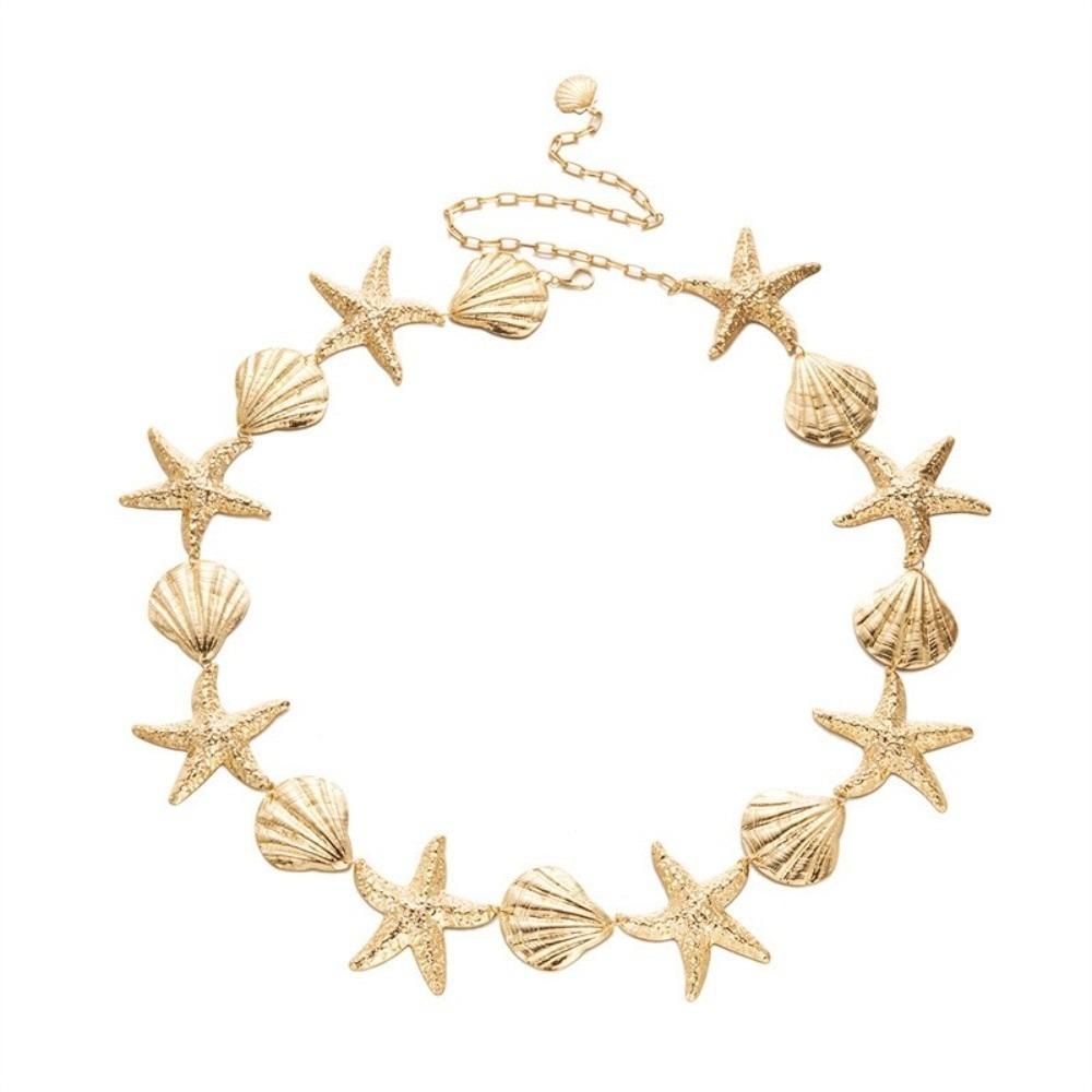 Multi-pendant Starfish Waist Chain Shell Beads Belly Chain Imitation Pearl Body Chain  Ladies