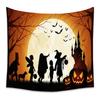 American Halloween Printed Tapestry Horrible Cartoon Pattern Hanging Cloth for Living Room Pumpkin Bat Wall Carpet Decoration