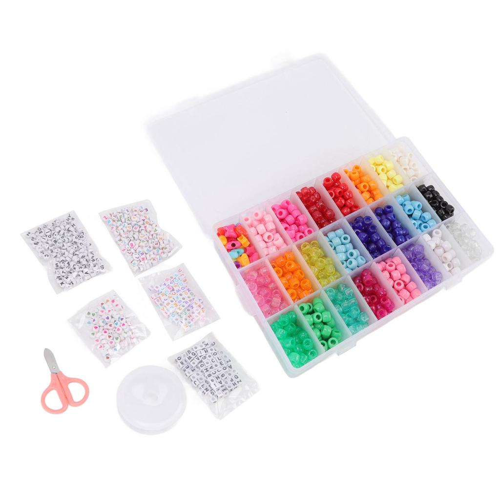 1900pcs Jewelry Making Bead Kit Acrylic DIY Cute Bright Color Barrel Letter Bead for Necklace Bracelet