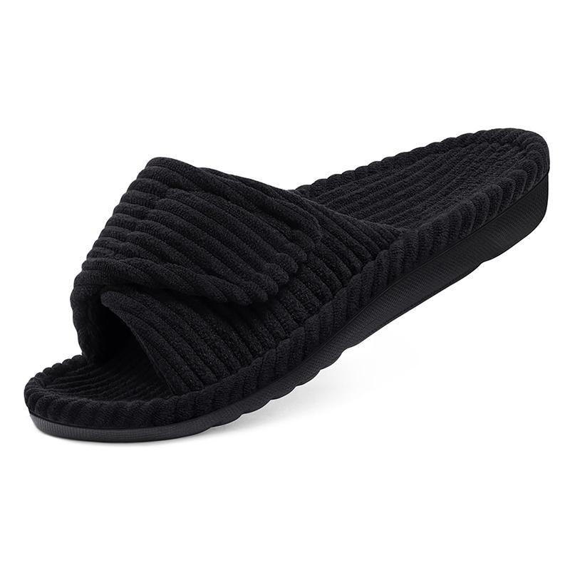 Fashion Kidmi Women Slippers Corduroy Bedroom Shoes with Arch Support Velcro Adjustable Women's Cotton Slippers House Slippers for Women