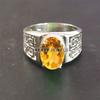 Citrine Oval Cut Gemstone With 925 Sterling Silver Ring For Men's #A952 JL375669223809