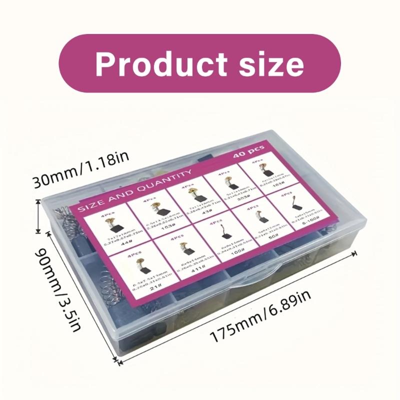 40 Stück Kohlebürsten-Set mit 10 Modellen Kupferinfundierte elektrische Motorreparaturbürste für Industrieanlagen
