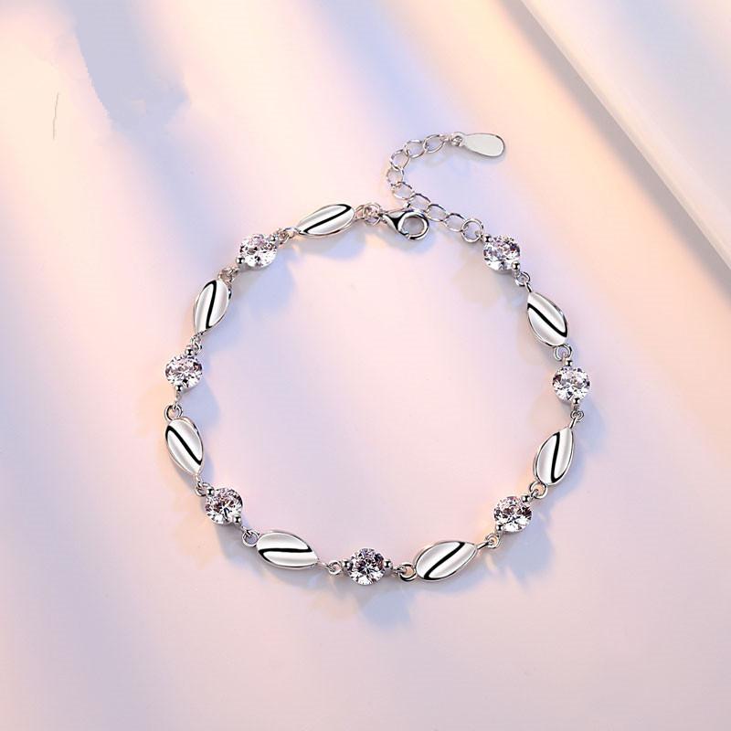 S925 Sterling Silver Bracelet Women's Elegant Japanese and Korean Jewelry Diamond Bracelet Ornament