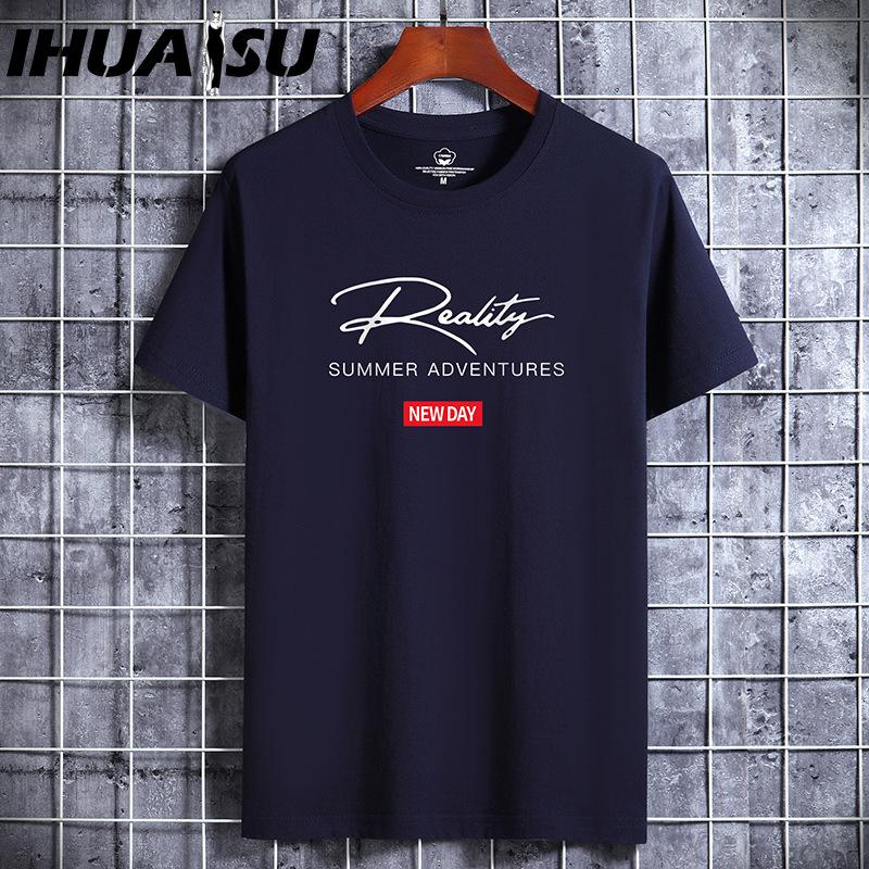 IHUASU Cotton Short Sleeve T-shirt Men's Fashion Loose Half Sleeve Shirt Printed Compassionate Shirt
