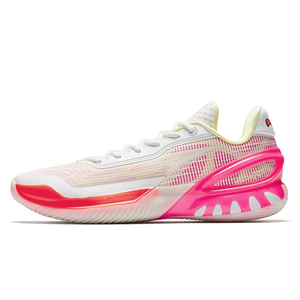 Anta Zap 3 Cushioning, Wear Resistant Low top Front Fork Carbon Plate Basketball Shoes Men's White Pink Orange 912531110Q-1