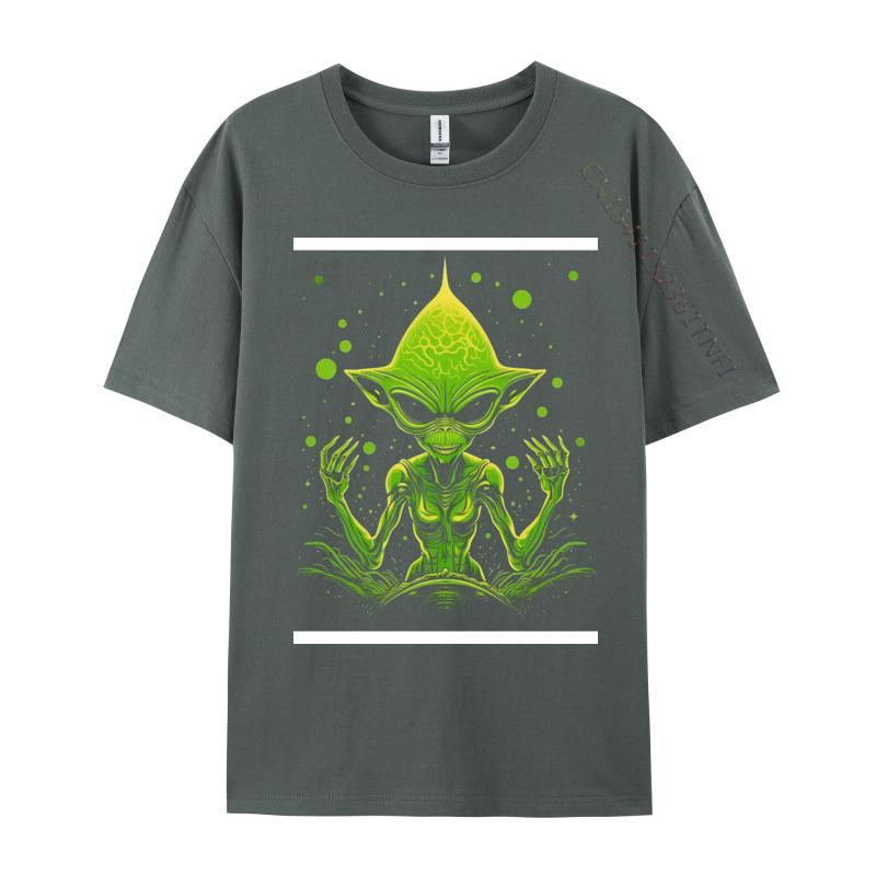 Happy Green Alien Tshirt Tops Shirts Retro Hip Hop Combed Cotton Men Top Tshirts Printed Tee Shirt Clothing