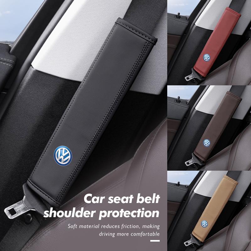 For Volkswagen VW Universal Car Safety Belt Shoulder Cushion Leather Cover Relief Pad Scirocco Passat Polo B5 B6 B7 CC Tiguan Ru0