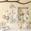 Children's Cotton Gauze Pajamas Set - Summer Long-Sleeve with Lantern Pants