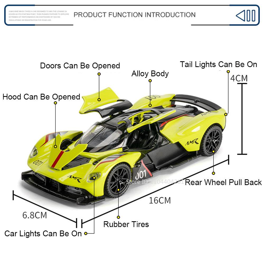 1:32 Valkyrie Vulcan Alloy Sports Car Model Toy Diecast Metal Door Opened Sound Light Pull Back Miniature Car Boy Christmas Gift
