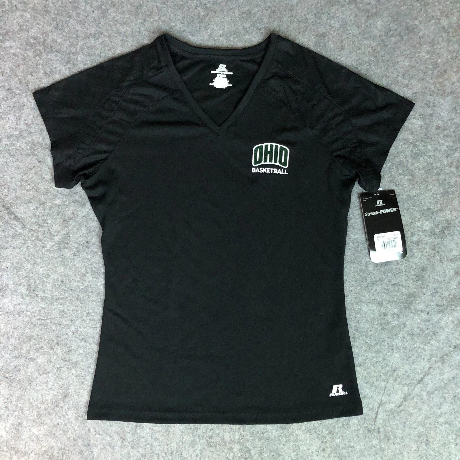Ohio Bobcats Womens Shirt Small Black White Tee Short Sleeve NCAA Basketball NWT S