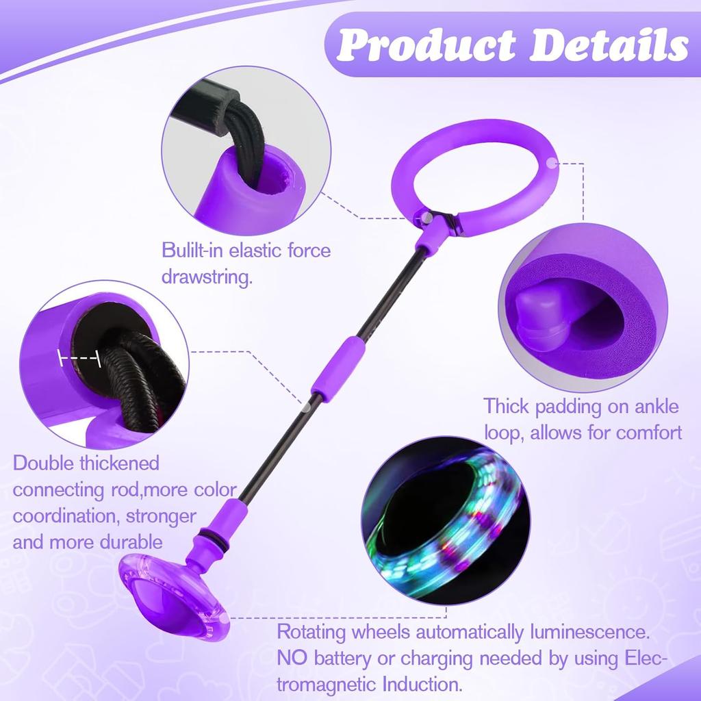Children's Flashing Jump Ring, Foldable Flash Jumping Ball Swing Wheel with Light Wheel, Ankle Skip Ball, Foot Gyro Gifts for Girls from 6-10 Years