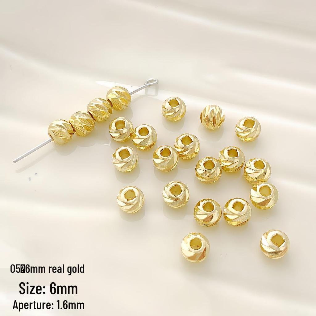 18K Vergoldete, kreuzgeschnittene, runde Abstandshalterperlen für die DIY Schmuck-, Halsketten- und Armbandherstellung.