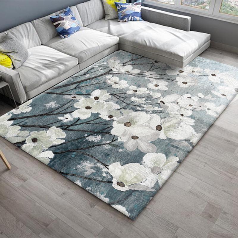 Nordic Style Carpet: Fresh Floral Design for Living Room, Bedroom, or Bay Window Coffee Table.