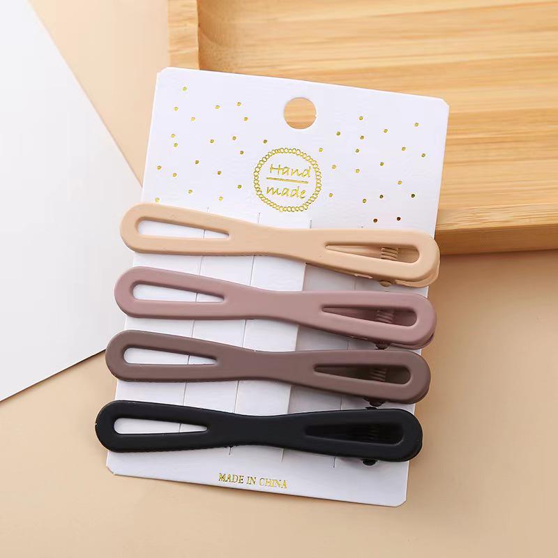 Dopamine Korean Minimalist Milk Coffee Hairpin for Women - Seamless Edge Side Bangs Clip for Frizzy Hair