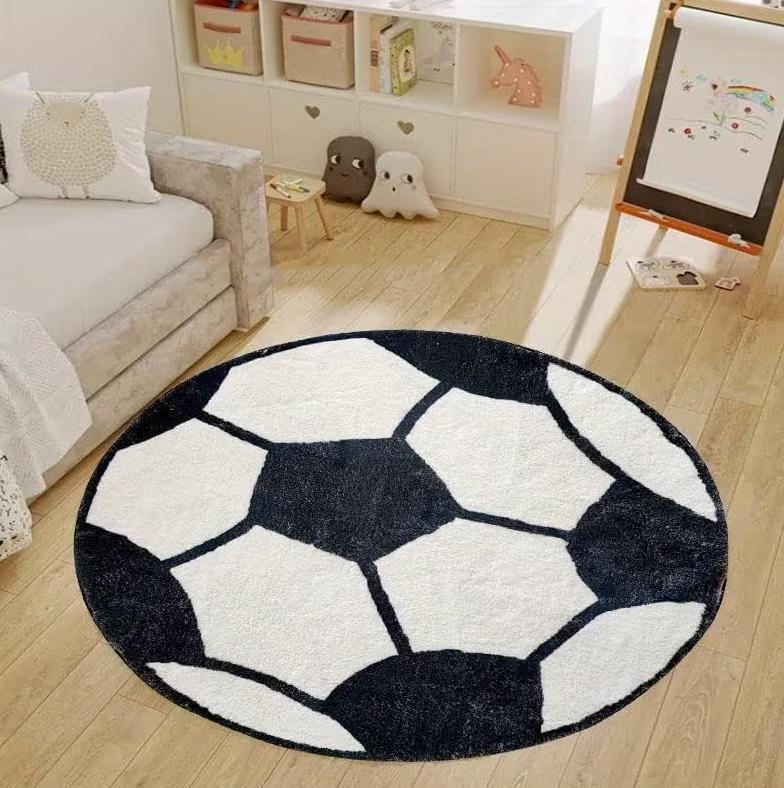 Football Circular Anti Slip Bathroom Floor Mat Creative Art Carpet Decorating Carpets in Living Rooms Bedrooms Dining Entrances