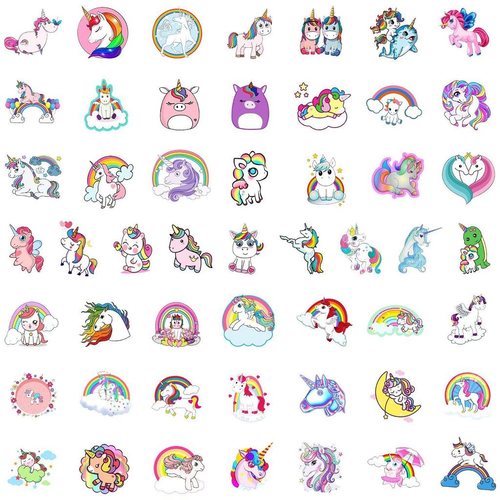 50 Unicorn Graffiti Waterproof Stickers for Suitcases, Cars, Notebooks, Skateboards, and Phones
