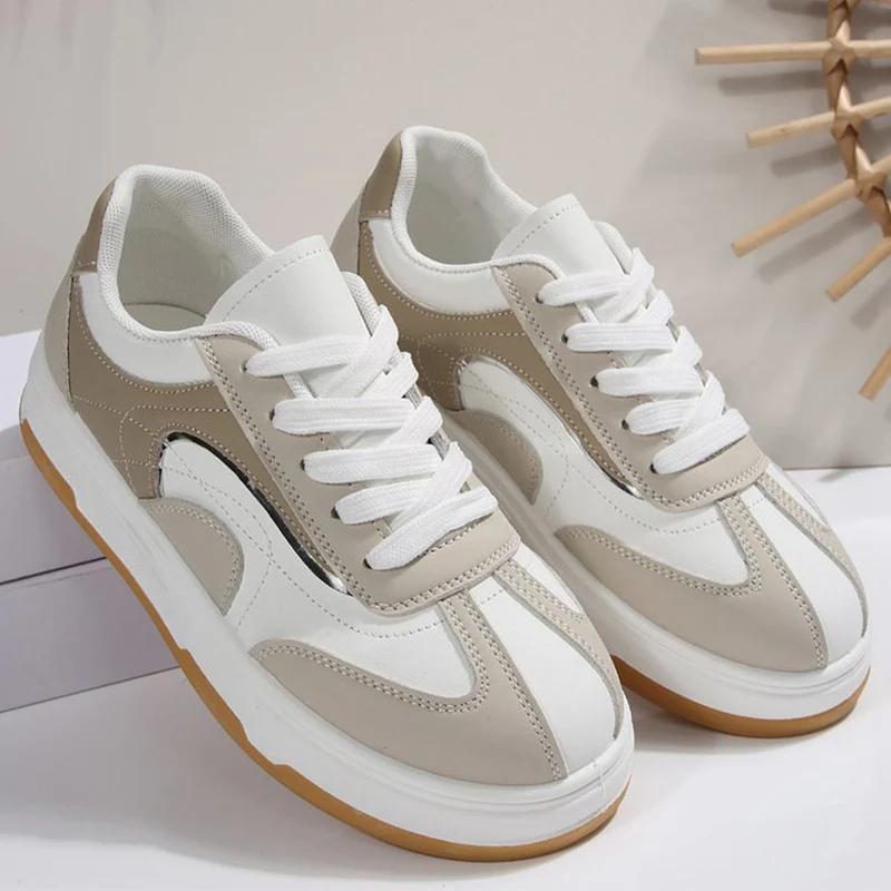 Fashion Women Shoes 2025 Mix Color Sneakers Woman Spring Autumn Plus Size Lace-Up Walking Sports Shoes Women Thick Platform Casual Shoes