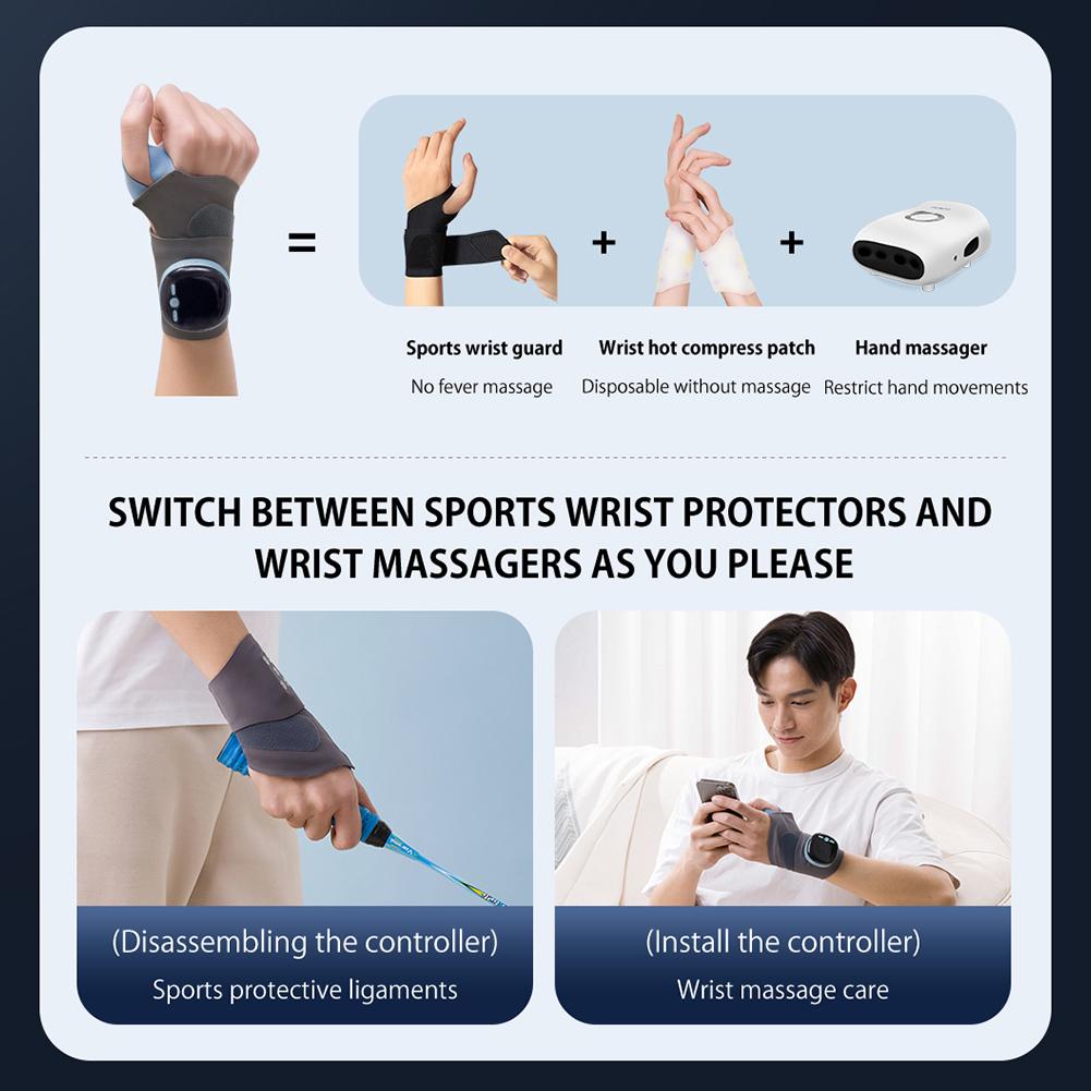 EMS Wrist Guard Wrist Support Strap Smart Heating Wrist Protector Bandage 5 Modes 9 Levels Wrist Massage Wrap for Home Office
