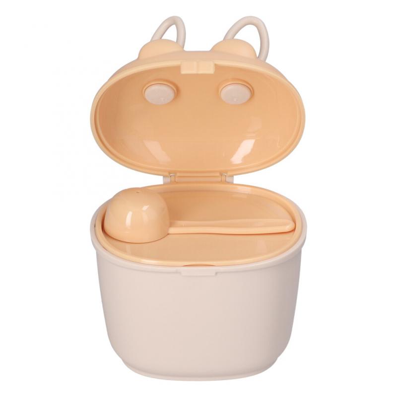 Portable Baby Milk Powder Box Bunny Ears Shaped Food Snack Storage Sealed PP Box With SpoonYellow