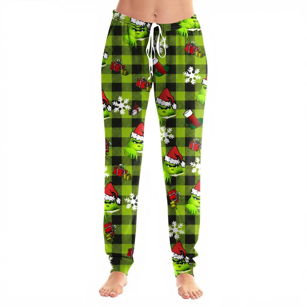 Women's Christmas Print Cuffed Jogger Pants with Pockets Casual Pants