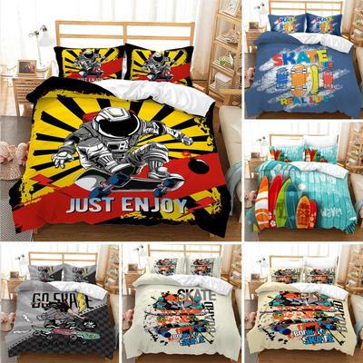 Housse de couette Skateboard Microfibre Sports Extrêmes Jeu Ensemble de literie Astronaute Spaceman Housse de couette Skateboard Pour Enfants Adolescents Garçons