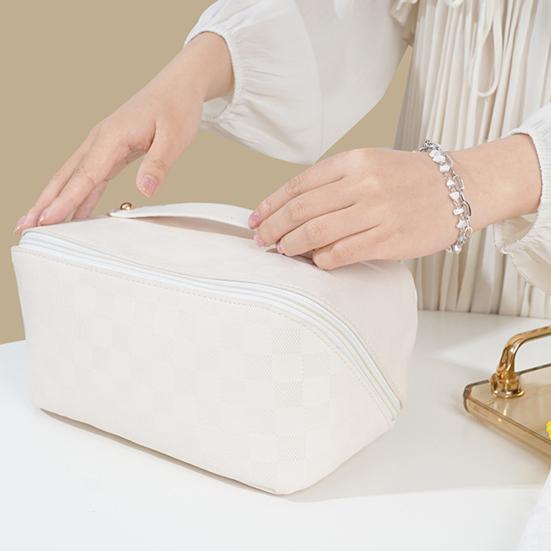 Trousse de Toilette Cosmétique Ouverte à Plat Imperméable Sac de Voyage pour Articles de Toilette Organisateur de Maquillage avec Séparateur Poignée Supérieure pour Femmes Voyages d'Affaires Séjours d'Une Nuit