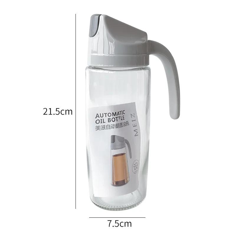 1000ml Kitchen Glass Automatic Opening and Closing Oil Can Household Kitchen Dustproof Large-capacity Glass Oil Bottle