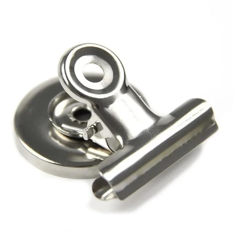 New 2Pcs Metal Round Fridge Magnetic Sticker Clips Fridge Wall Memo Note Message Binders Clamp Holder Whiteboard Magnet Colorful