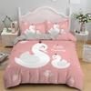 Swan Duvet Cover Set Single King Girl Crown Comforter Cover Romantic Floral Bedding Set Polyester Princess Style Bedspread Cover