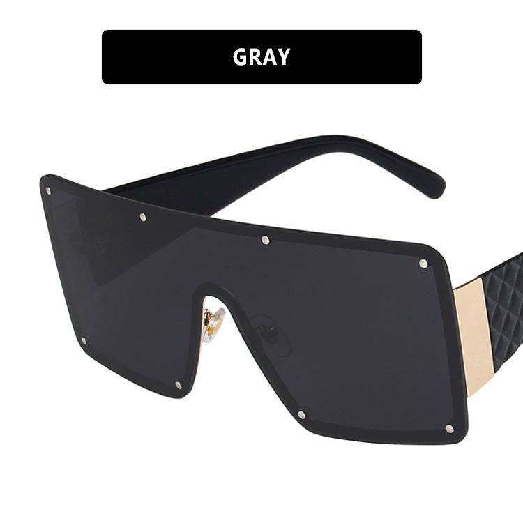 

Квадратные безободковые солнцезащитные очки: Модный европейско-американский тренд 2020 года, универсальная большая оправа As shown