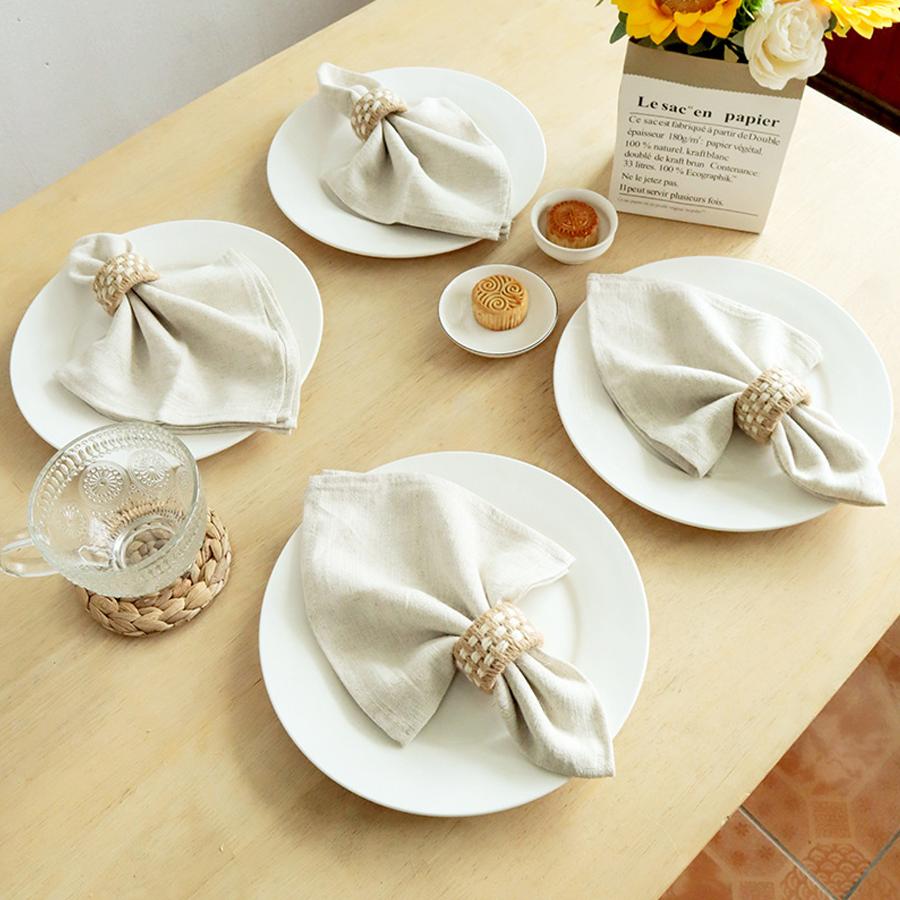 Paquete de 6/12 Anillos para Servilletas Tejidos de Yute Natural, Pinzas para Servilletas de Decoración de Mesa Estilo Rústico, Anillos para Guardar Manteles del Hogar