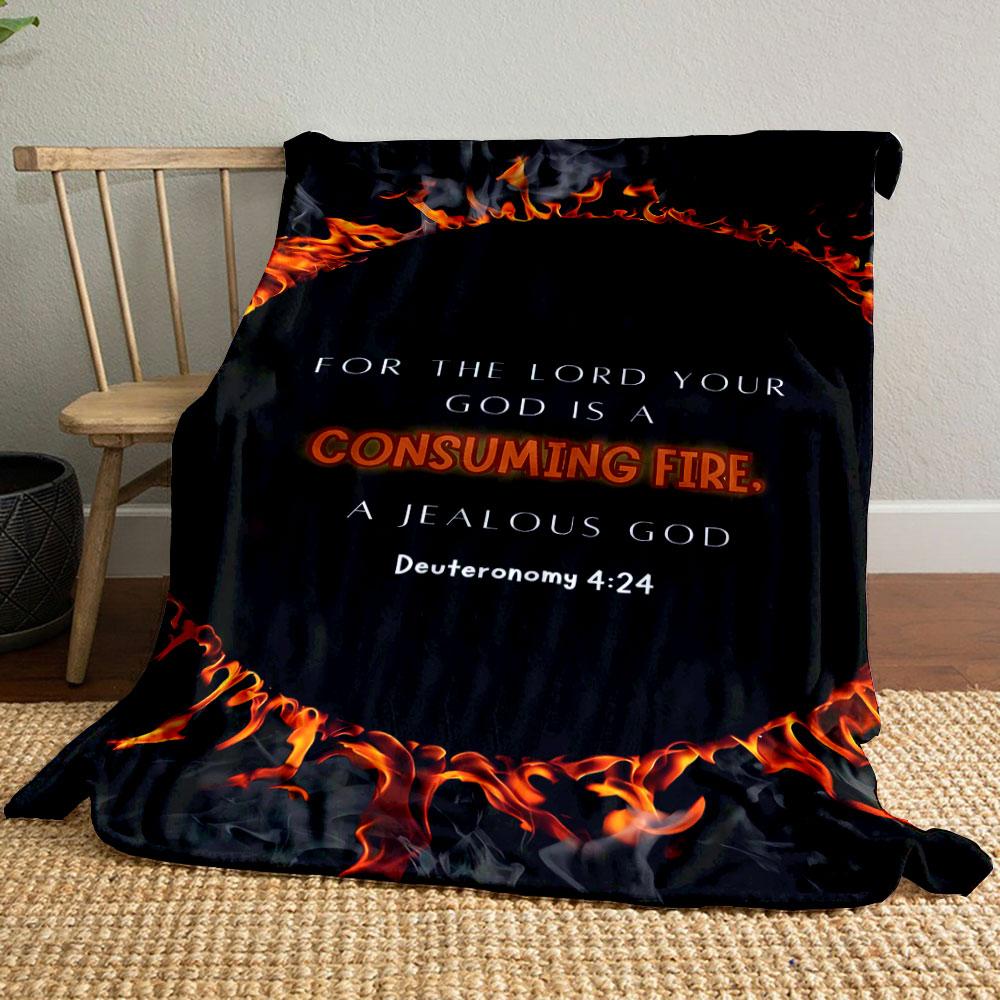 

Flaming Scripture Throw Blanket Printed Blanket for Living Room Bed Couch lunch break Soft Cozy Blanket for Friend s festival Gift 80cm x 120cm