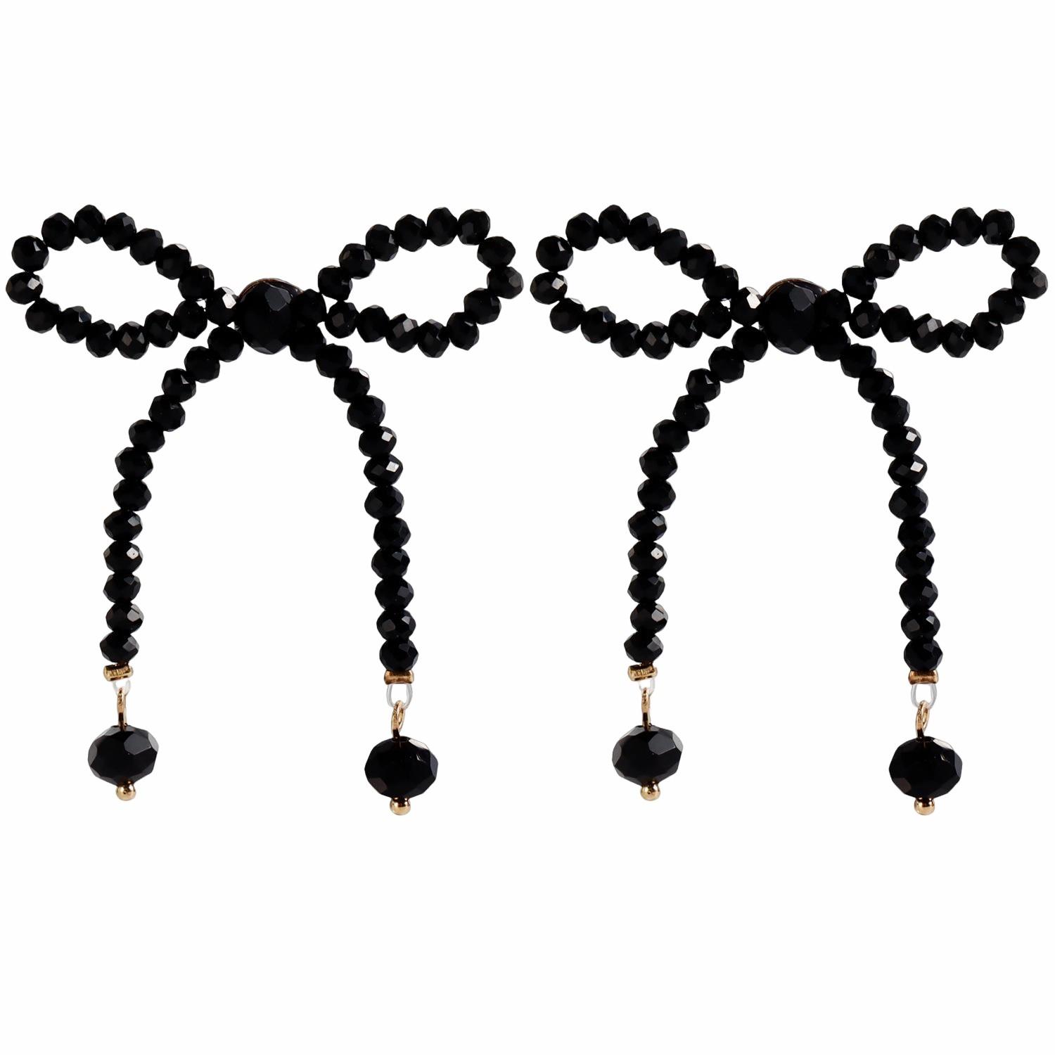 Kolip Bow Earrings For Women Retro Bow Pearl Stud Earrings Hand Woven Dangle Earrings Jewelry Accessories For Birthday Gifts As The Picture