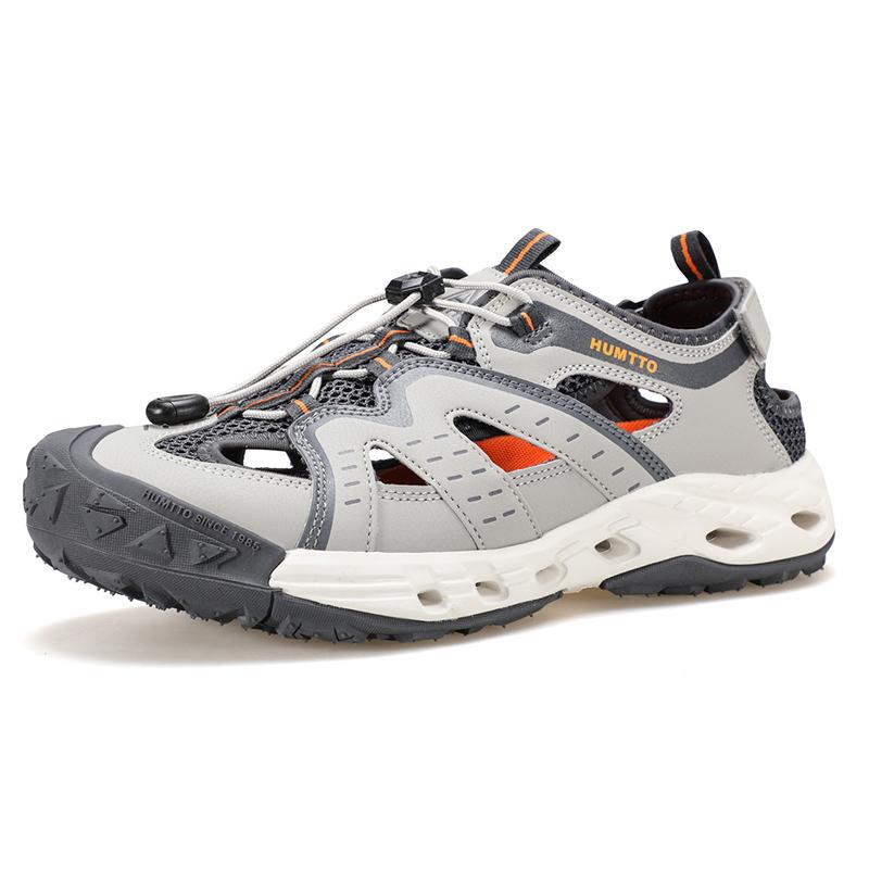 

HUMTTO Летние мужские кроссовки Дышащая походная обувь для мужчин Роскошные дизайнерские противоскользящие спортивные туфли для активного отдыха на воде Мужские полуботинки 43 синий/серый