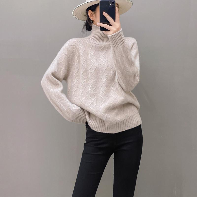 

Женский свитер Qinghe 100% чистый кашемир - Ультрамягкий роскошный зимний пуловер XXL теплый белый