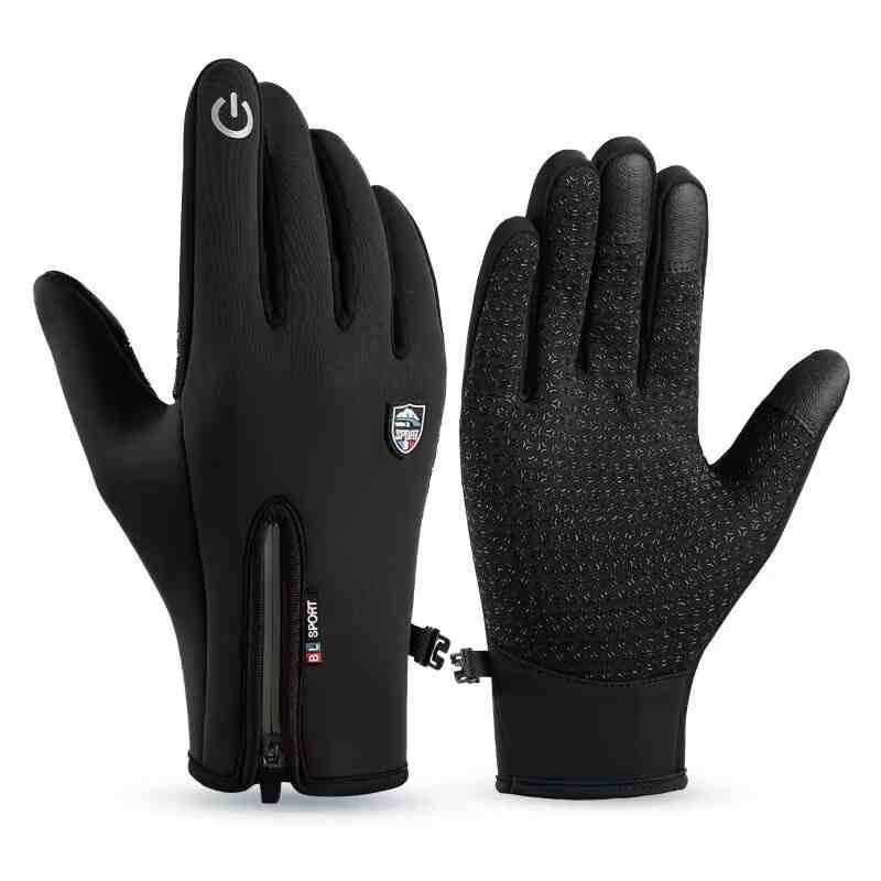 Fleece Windproof Waterproof Touchscreen Cycling Gloves for Fall/Winter - Non-slip, Warm, Full-Finger Design for Cycling & Commuting