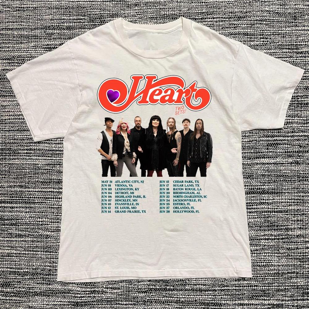 Heart Band Royal Flush Tour 2025  White cotton  Full Size S-5XL Unisex T-Shirt XXXXL