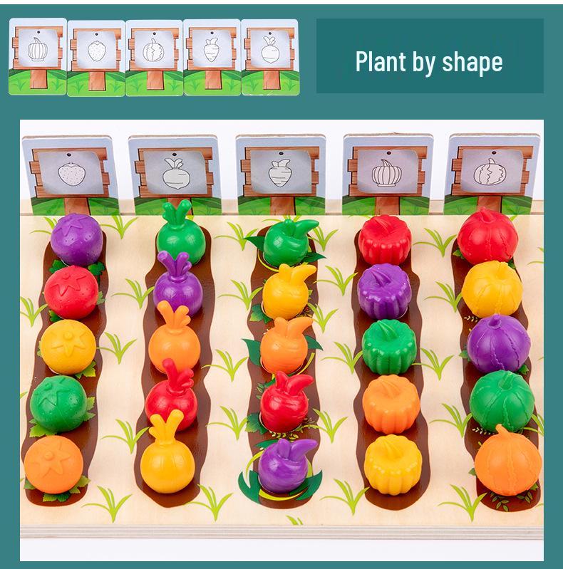 Wooden Farm Veggie Sorting & Counting Game for Toddlers