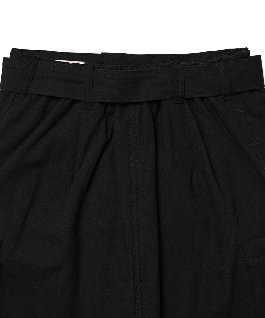 Cotton Bell Padded Cargo Skirt - Black
